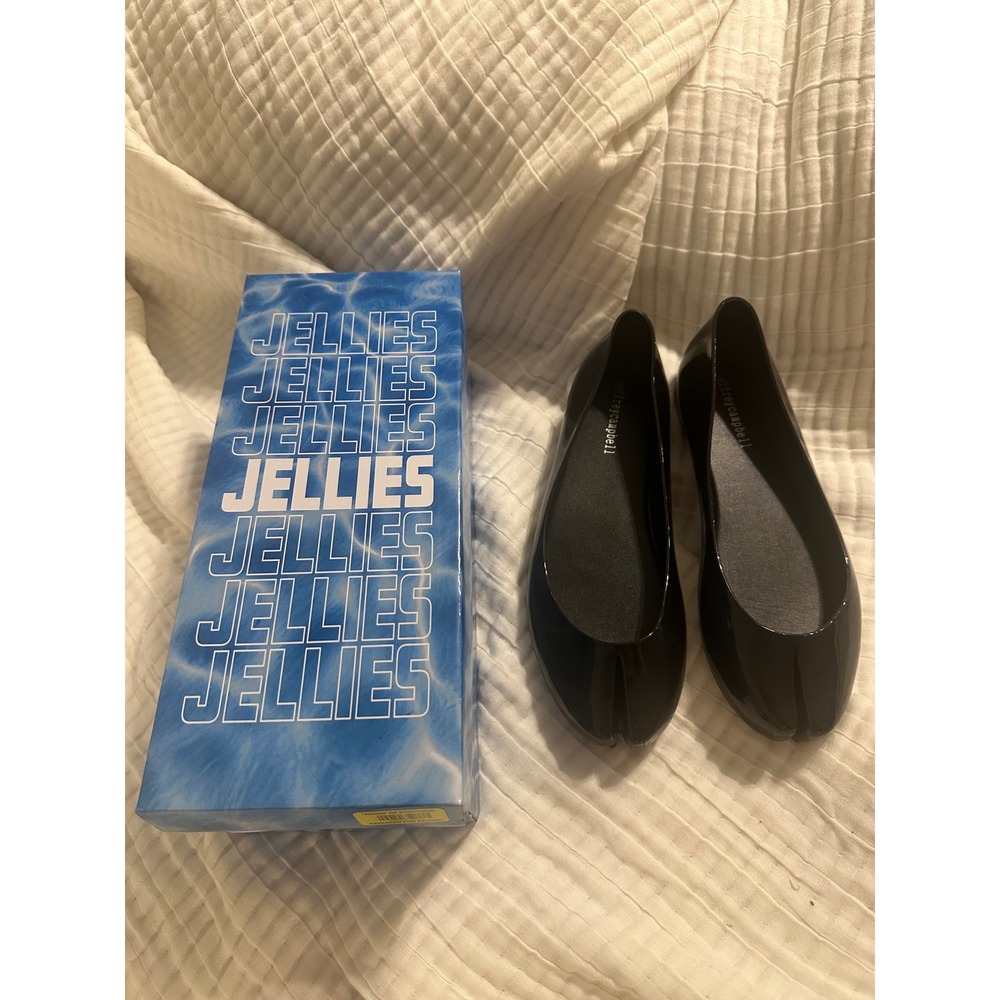 Jeffrey Campbell Black Tabi Fixed Split Toe Jelly Ballet Flats Size 8 39 Hoof